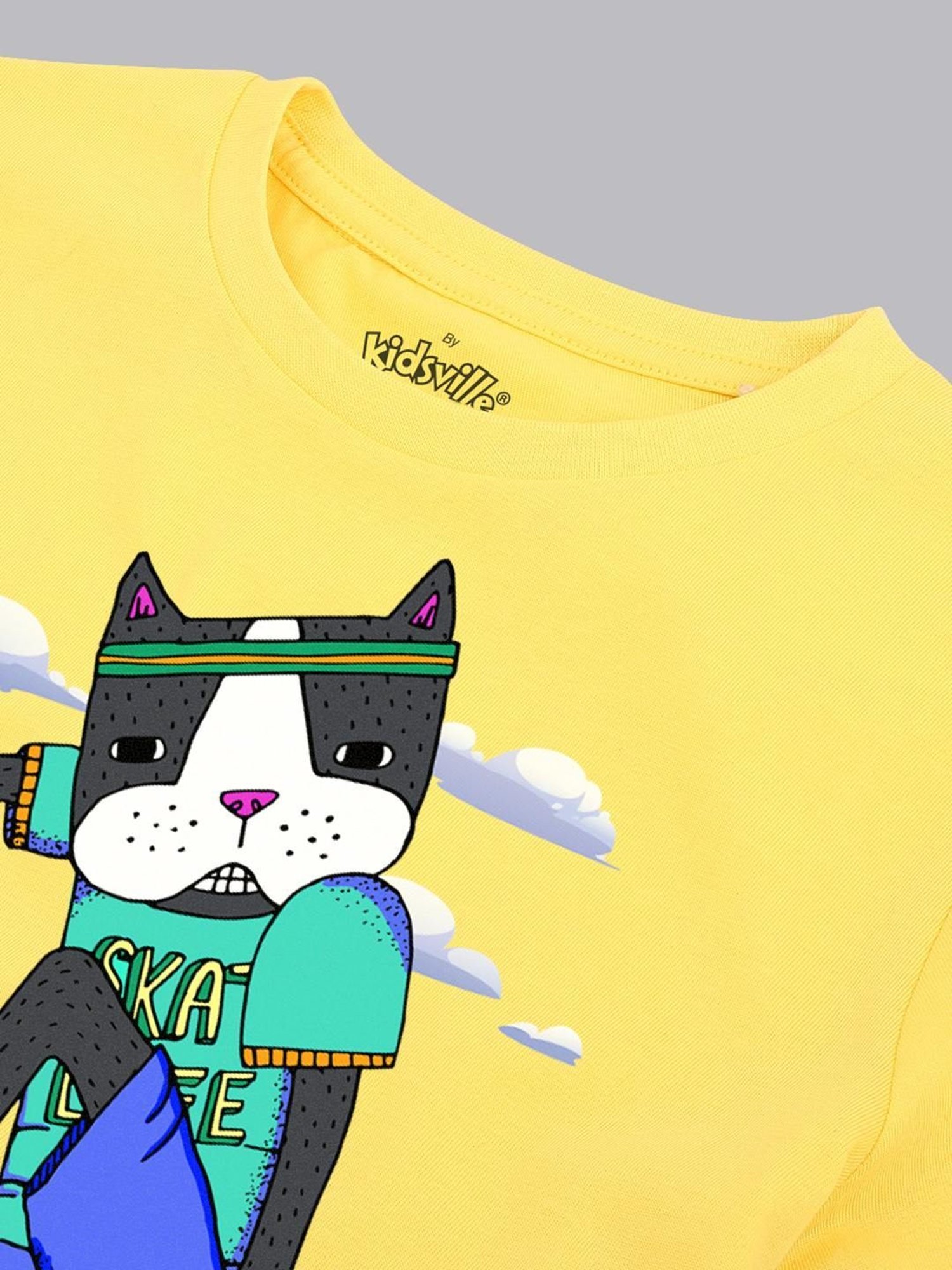 Boysville Yellow Cotton Printed T-Shirt