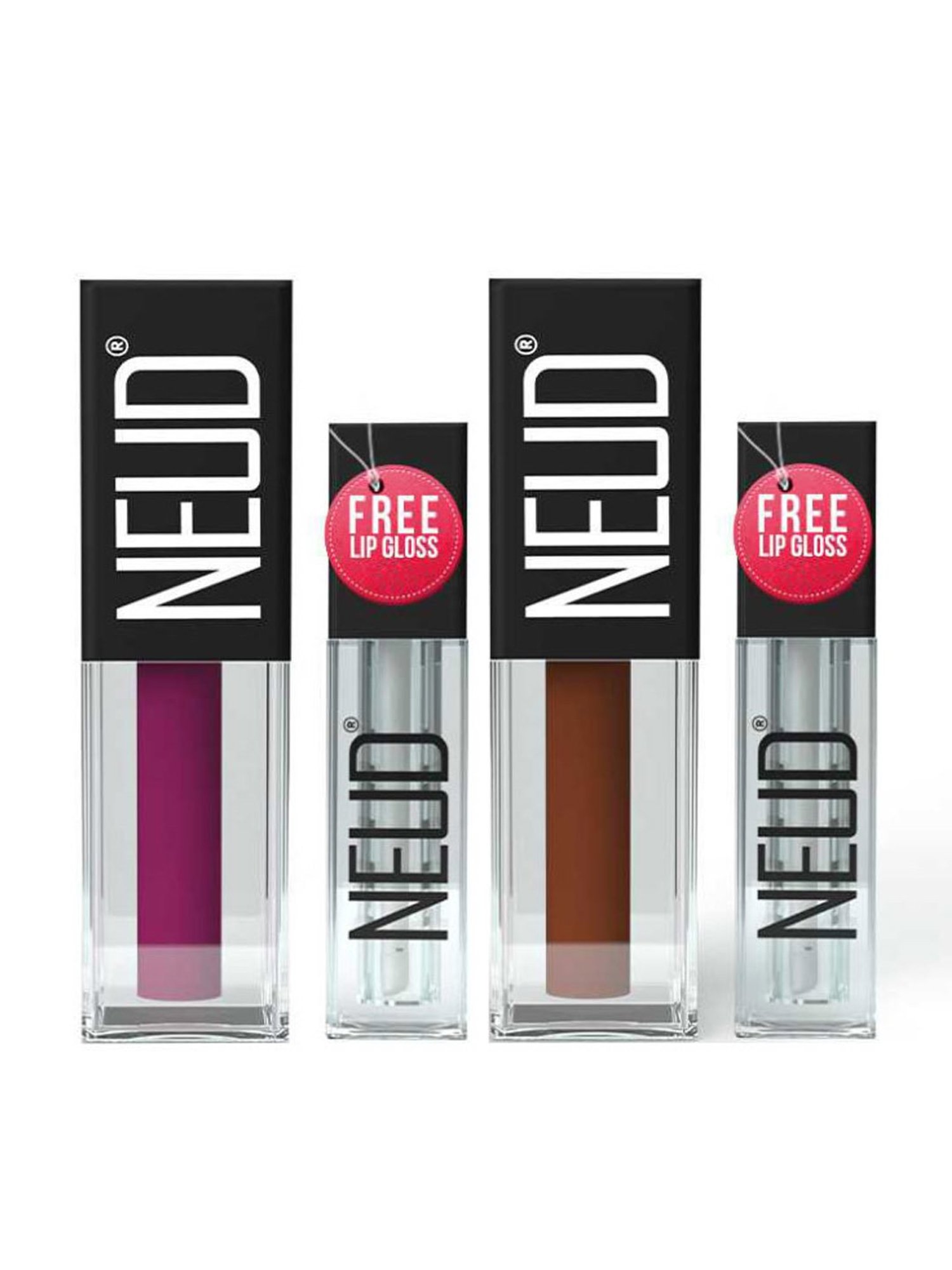 Neud Matte Liquid Lipstick Combo Oh My Coco & Boss Lady with Two Lip Gloss Free