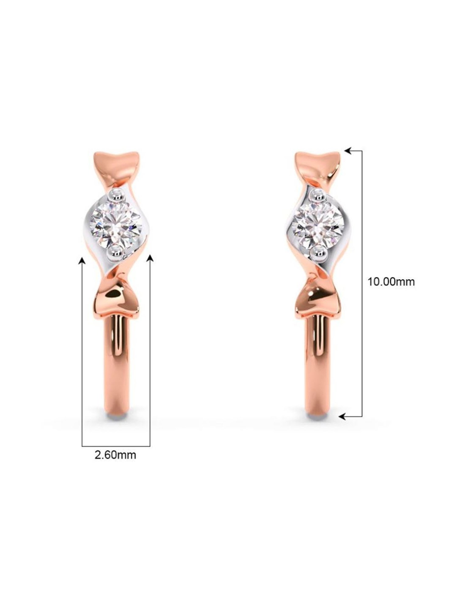 Candere by Kalyan Jewellers 18k Rose Gold Diamond Stud Earrings for Women
