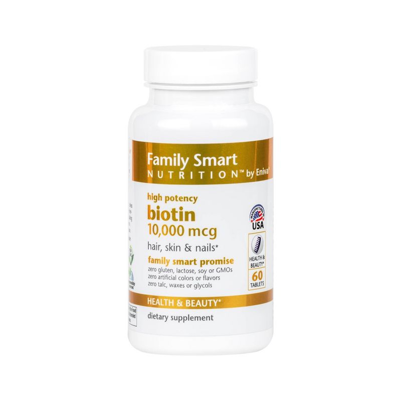 Family Smart Nutrition Biotin 10,000mcg Tablets - 60ct