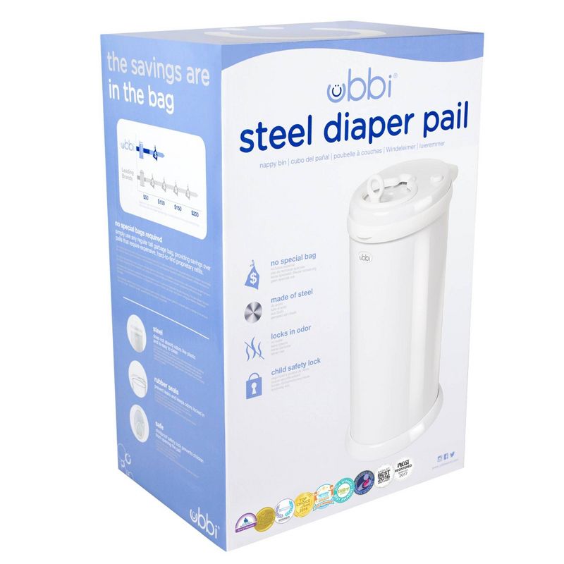 Ubbi Steel Diaper Pail - White