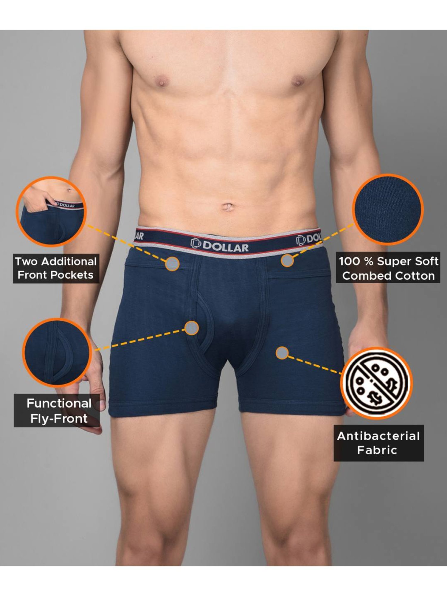 Dollar Bigboss Assorted Cotton Regular Fit Trunks - Pack Of 2