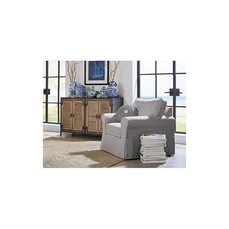 Home Furnishings Ashton Slipcover Round Arm Chair, Grey
