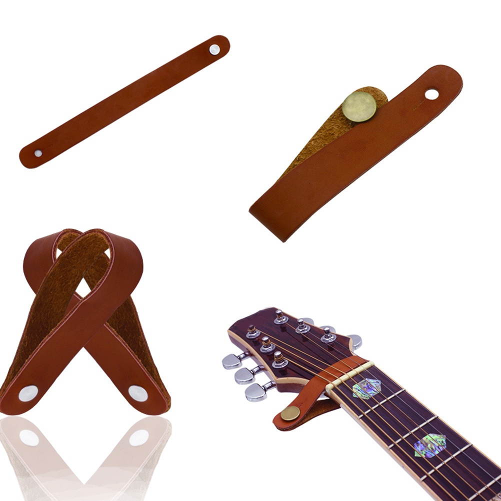 Acoustic Guitar Neck Strap Button Head Stock Leather Strap Tie Fits above Neck on Guitar Headstock (Coffee)