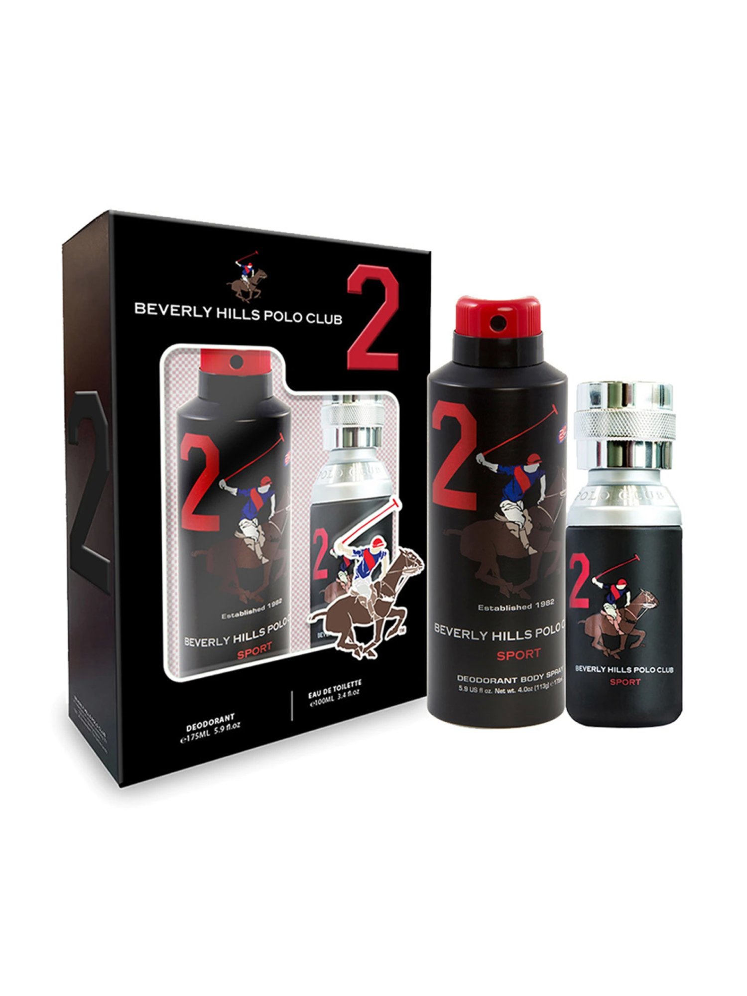 Beverly Hills Polo Club Sport No.2 Gift Set for Men with Eau De Toilette & Sport Deo