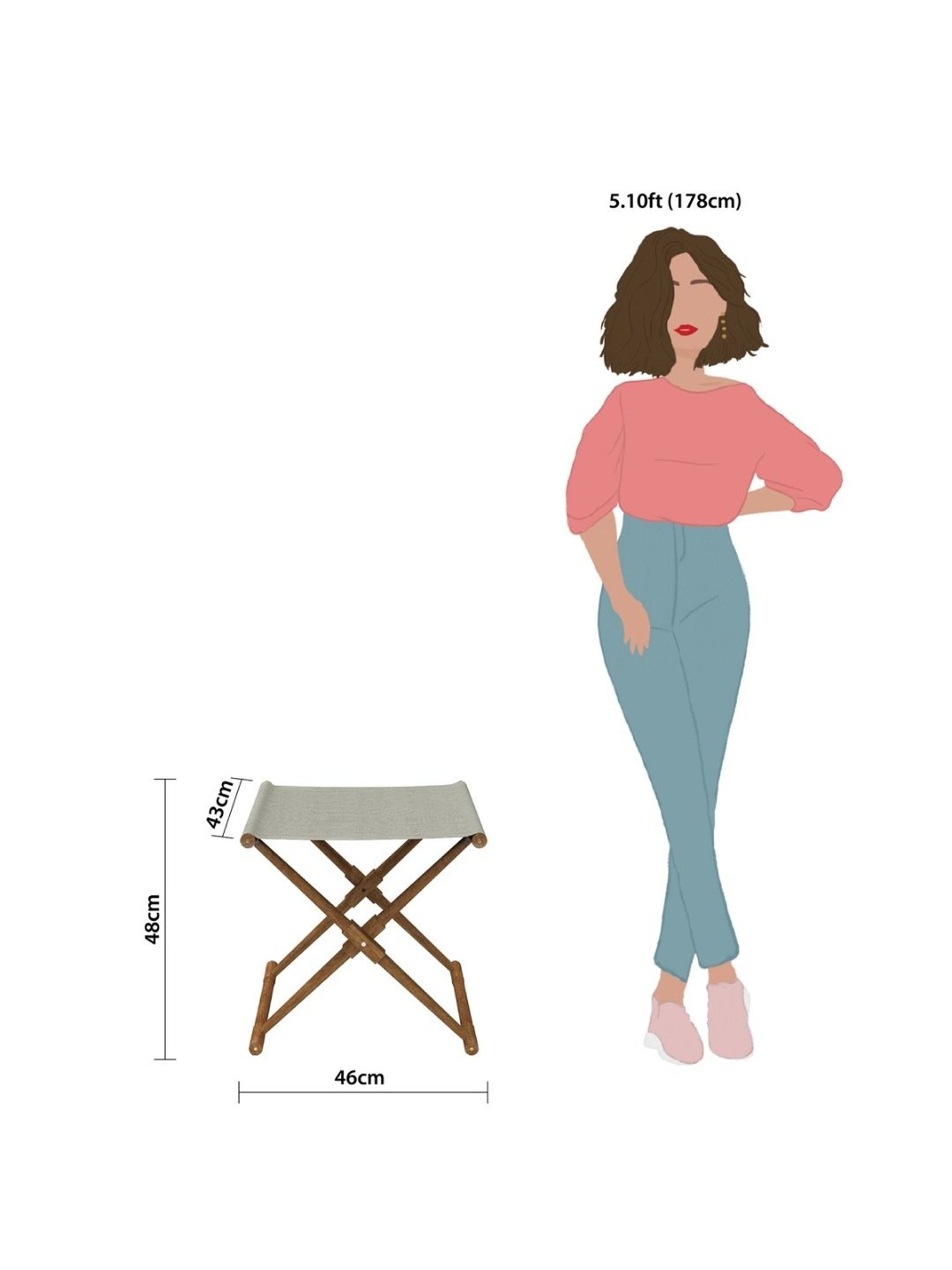 Chumbak Bistro Srilanka Solid Ivory Sheesham Wood Folding Ottoman