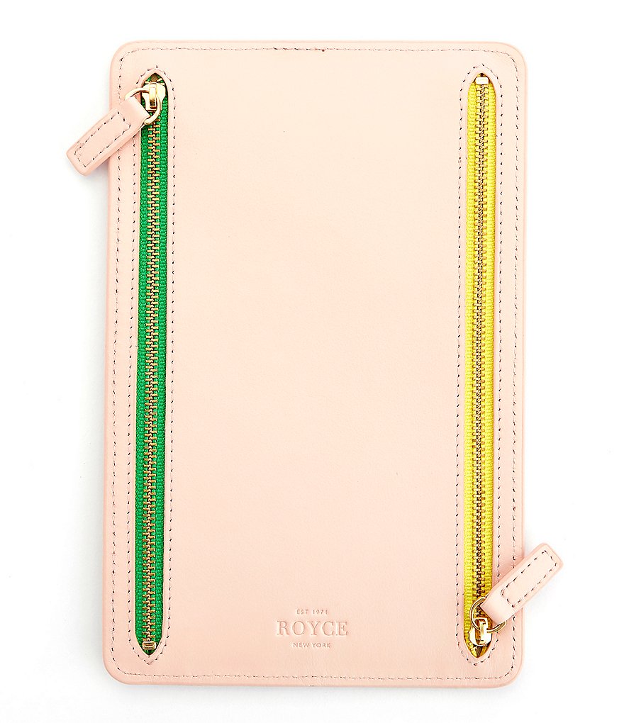 ROYCE New York Leather RFID Blocking Four Zip Organizer Travel Case