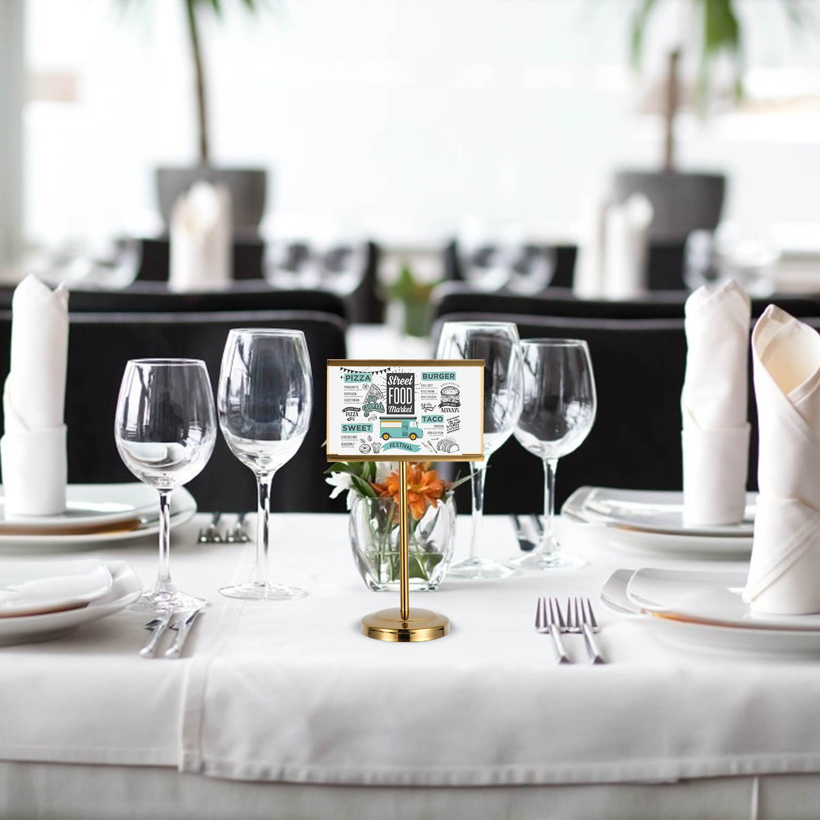 1pc Stainless Steel Menu Stand Stable Table Number Stand  for Hotel Restaurant