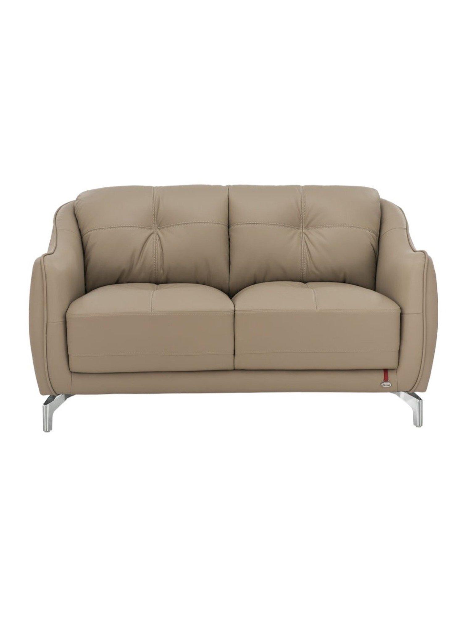 Durian Skyler Mushroom Brown Leather 2 Seater Sofa
