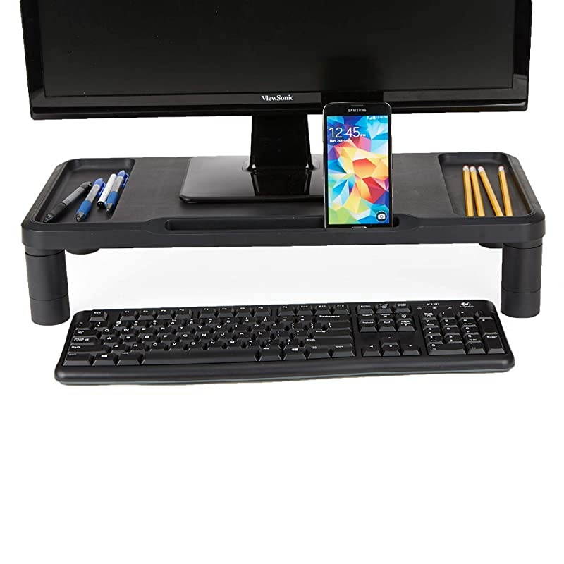 LGPLMONSTBLK Monitor Stand Durable Plastic Monitor Riser for Computer Monitor Laptop PC MacBook Black