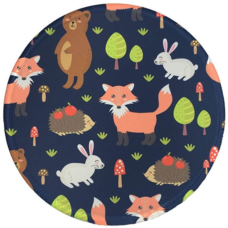 Pad, Personalized Round Mat, Small Circular Pad with Animal Design, Anti-Slip Rubber pad with Stitched Edges, Cute Office Pad for Girls & Women, Fox
