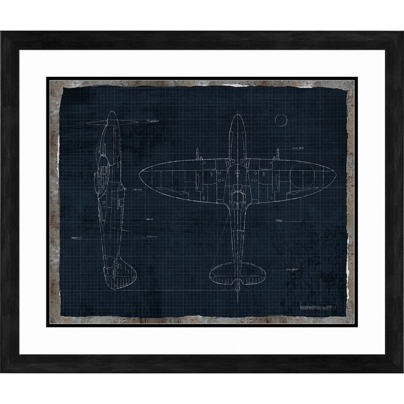 26.5" x 22.5" Matted to 2" Fighter Plane Picture Framed Black - PTM Images