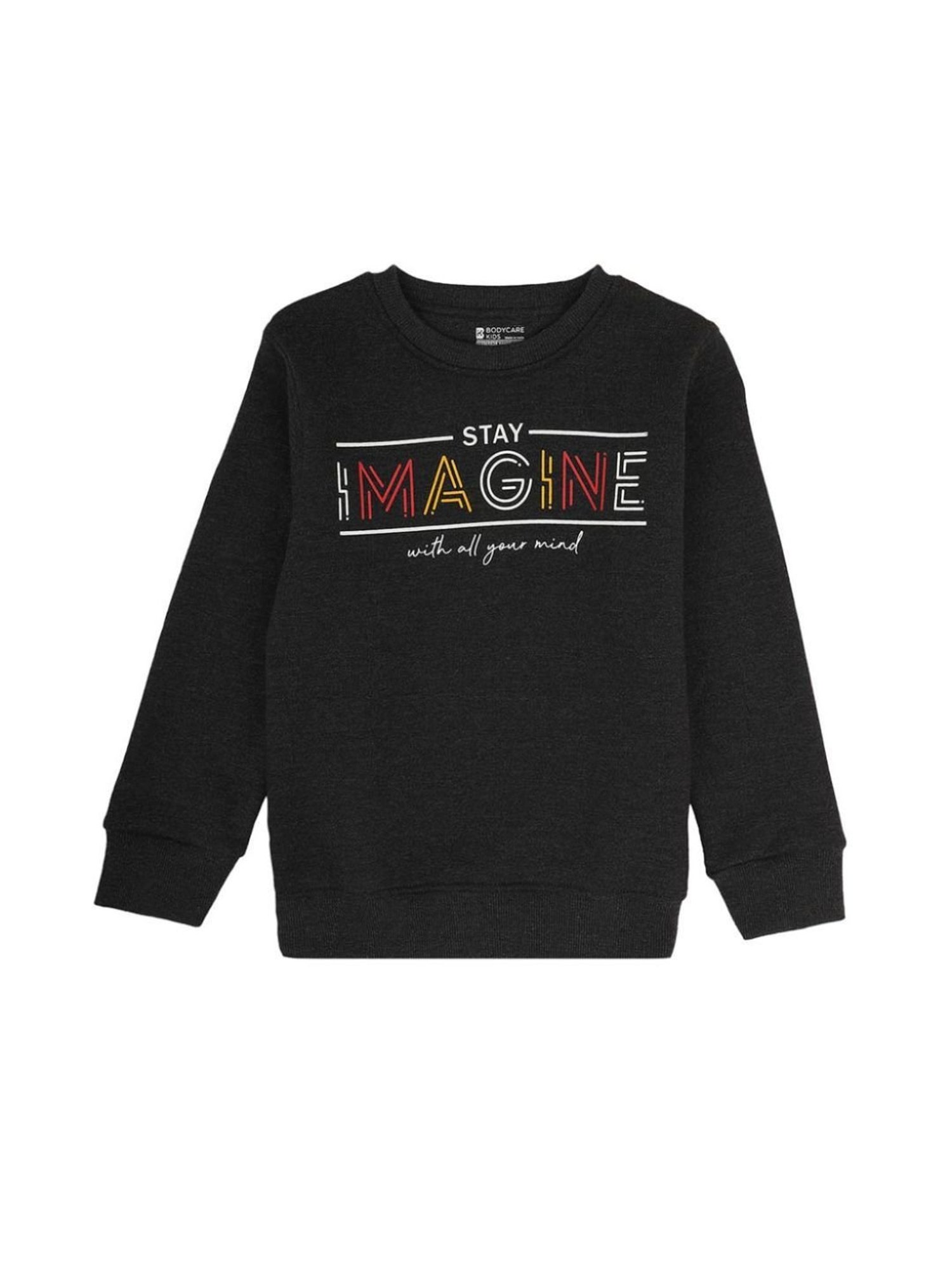 Proteens Kids Dark Grey Graphic Print Full Sleeves Sweatshirt