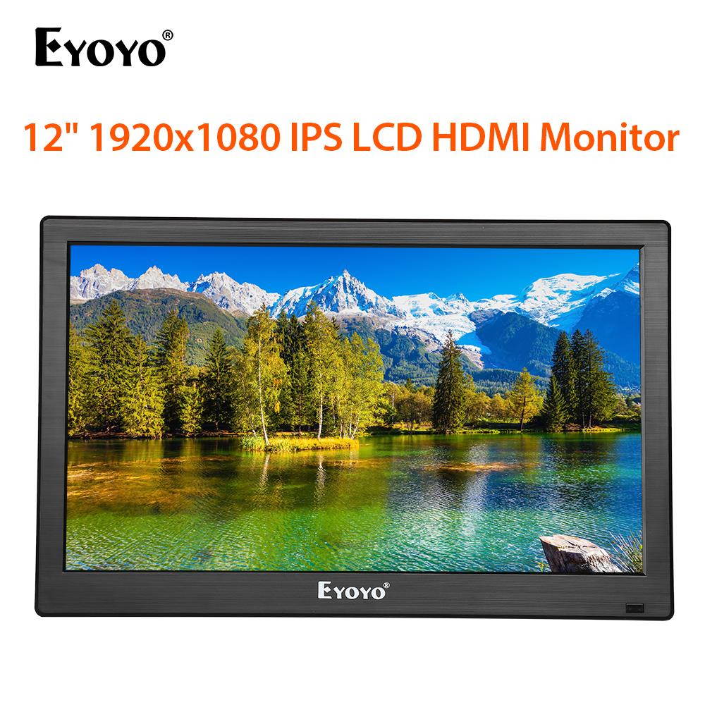 Eyoyo 12 inch HD 1920x1080 IPS LCD HDMI Monitor Screen Input Audio Video Display with BNC Cable for PC Computer Camera DVD Security CCTV DVR Home Office Surveillance