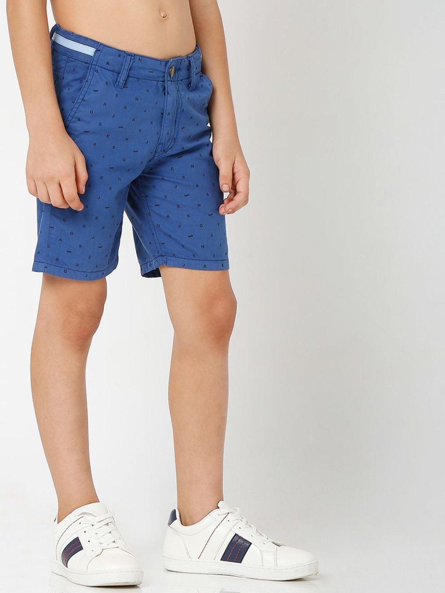 Gas Kids Blue Cotton Printed Shorts