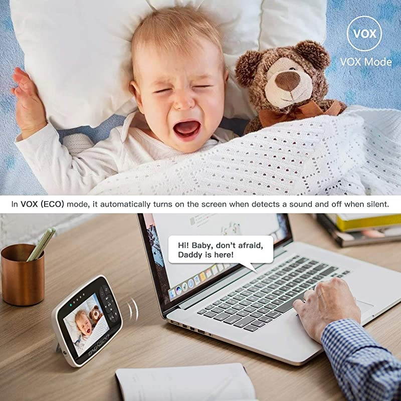 Video Baby Monitor with Remote Camera PanTiltZoom 35quot Color LCD Screen Temperature Display Lullaby Two Way Audio with Wall Mount Kit