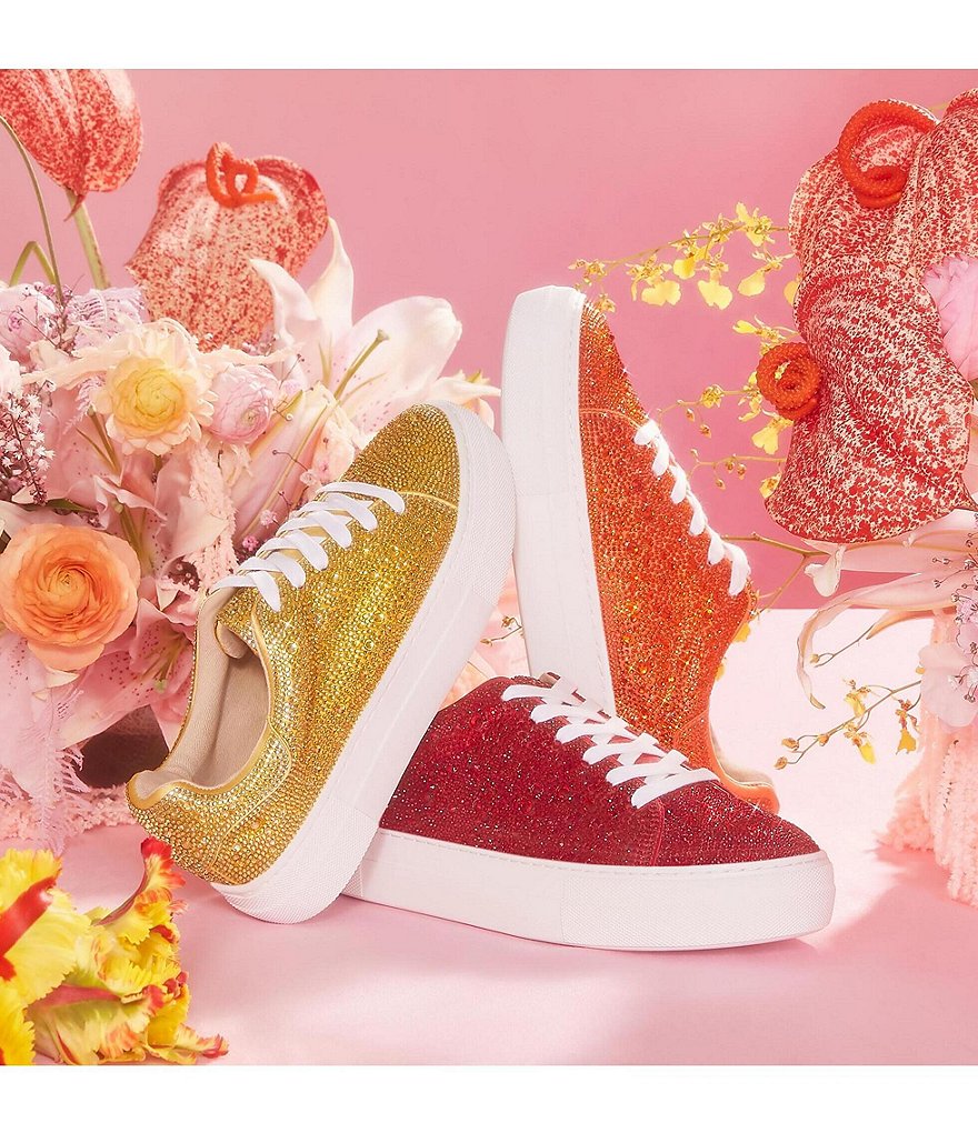 Blue by Betsey Johnson Sidny Rhinestone Embellished Platform Lace-Up Sneakers