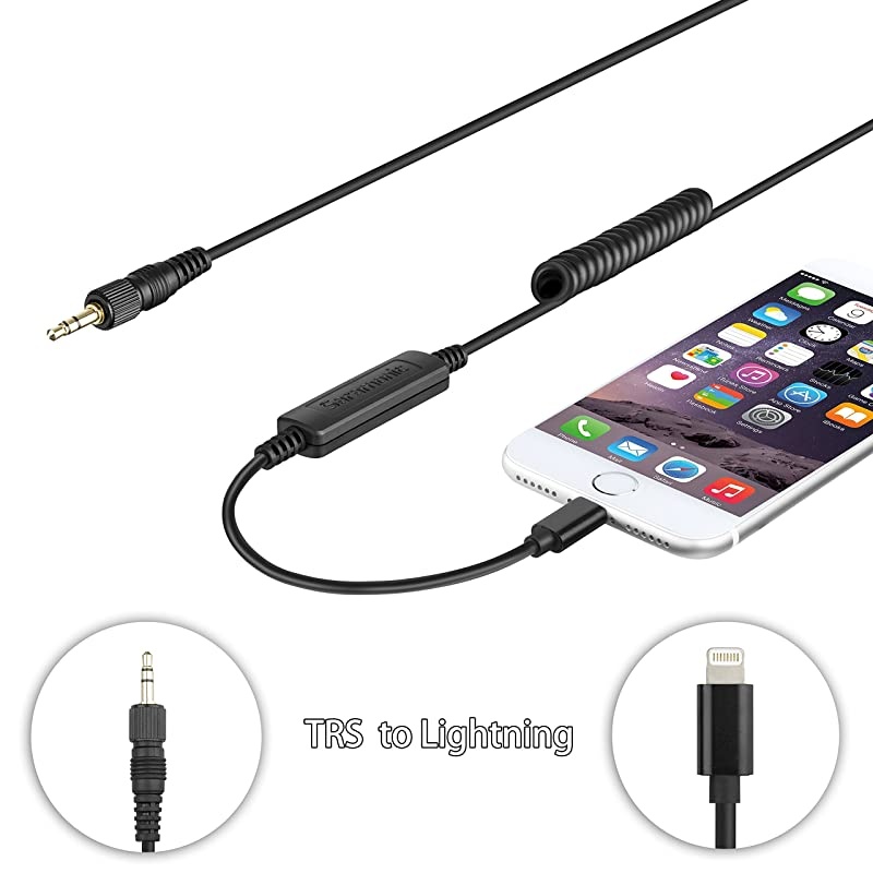 TRS to Lightning Cable  Locking 35mm Male TRS Connector to Lightning Output Cable for  Microphones the SRWM4CUwMic9UwMic10UwMic15 and other MicsCompatible with iphone 7 8 x 6