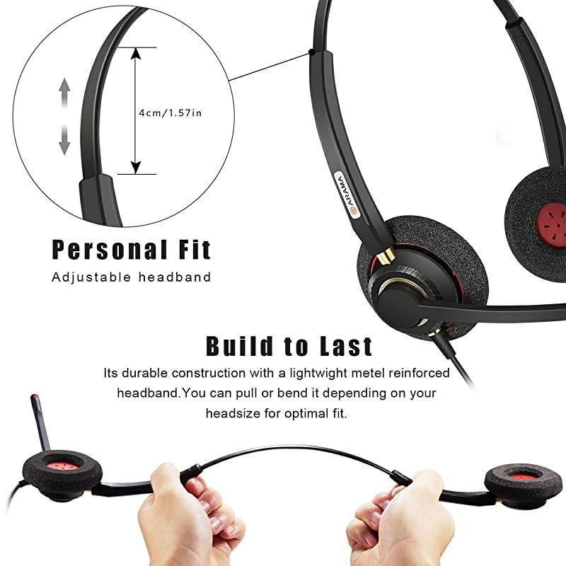 Phone Headset RJ9 with Noise Cancelling Mic Compatible with Polycom VVX311 VVX410 VVX411 VVX500 Mitel 5320e Avaya 1408 1416 5410 ShoreTel 230 420 480 NEC Landline Phones
