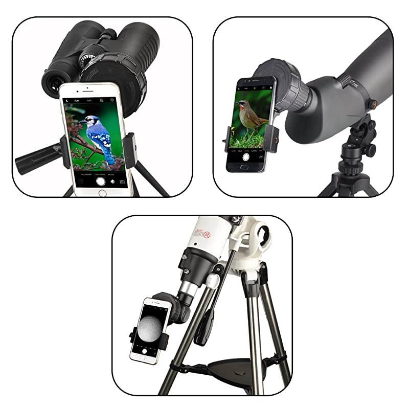 Telescope Phone Adapter Quick Aligned Cell Phone Digiscoping Adaptor Mount Compatible with Spotting Scope Binoculars Monocular Fit Almost All Brands of Smartphones Big Type