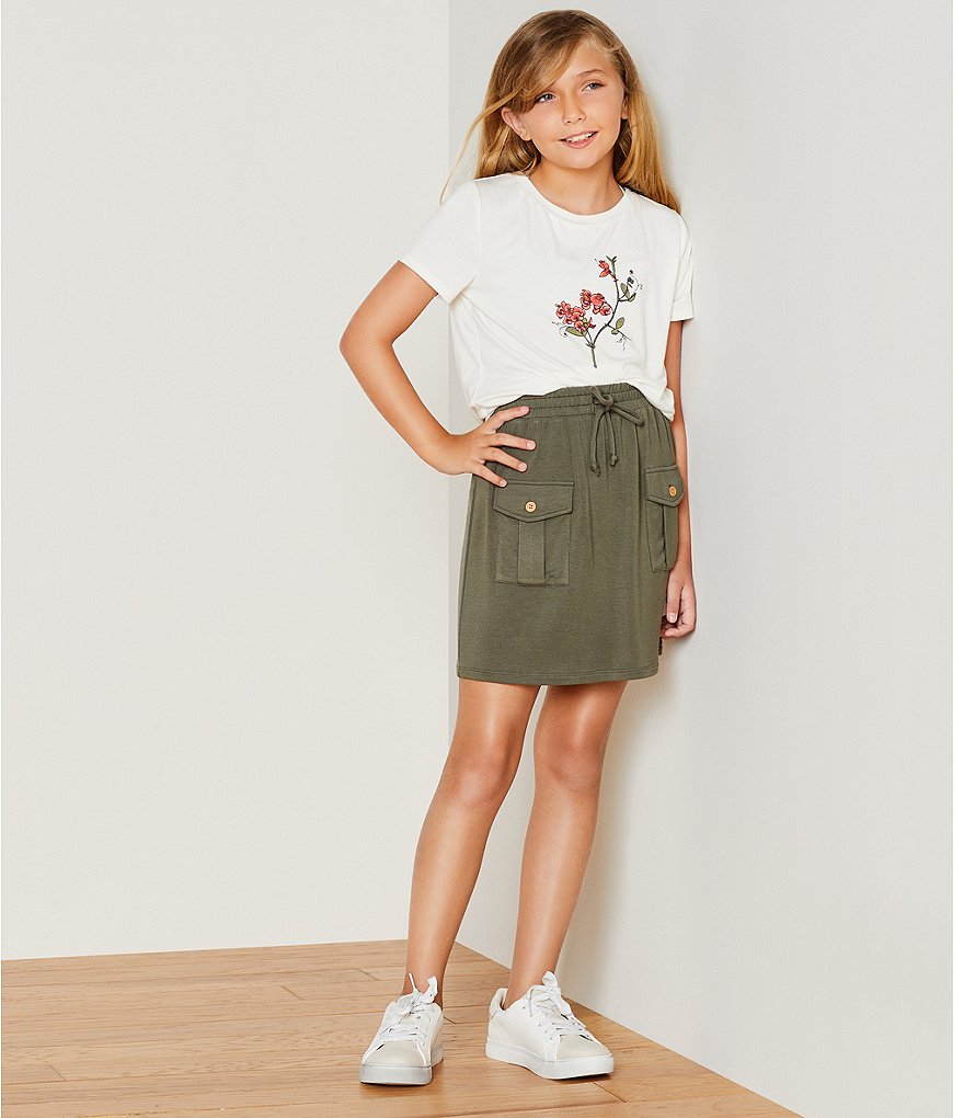 I.N. Girl Big Girls 7-16 Button-Front Denim A-Line Skirt