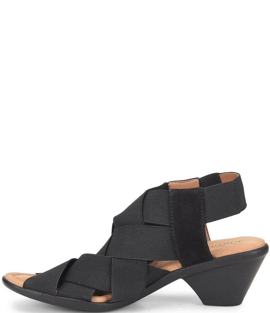 Comfortiva Farrow Elastic & Suede Woven Block Heel Sandals
