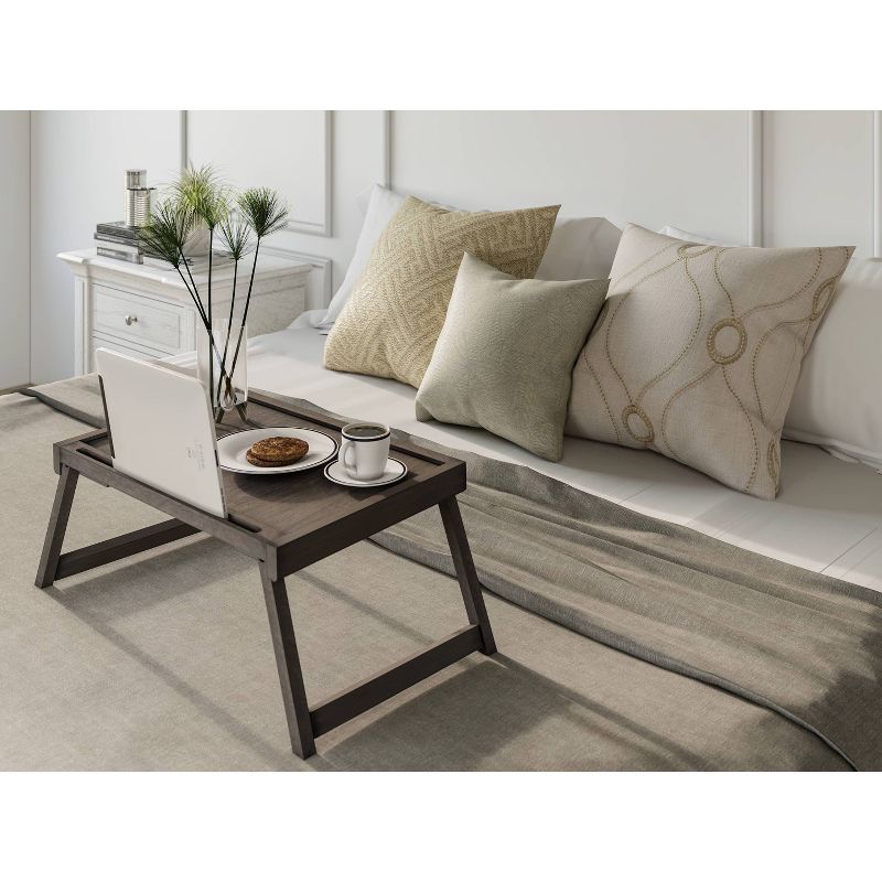 21" x 10" Acacia Bed Tray Gray - Hopper Studio