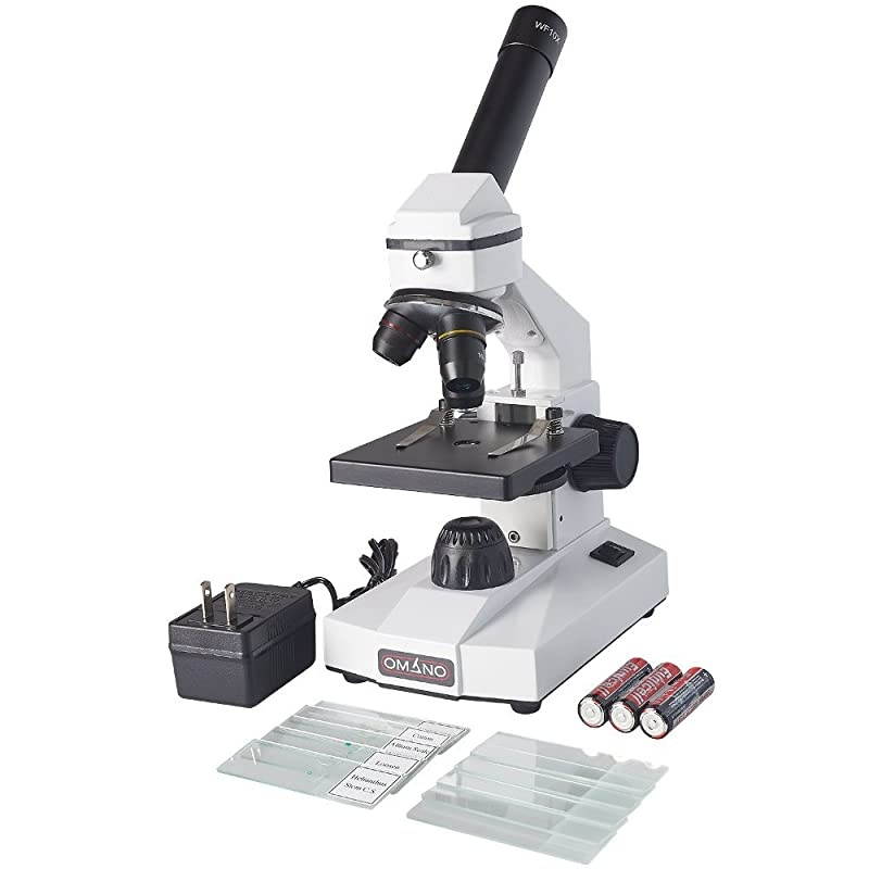 Microscope Portable with 3 Lenses 40x 100x 400x Magnification Wide Field Eyepiece LED Light Perfect Starter Microscope for Kids and Adults