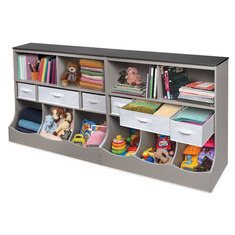 Badger Basket Combo Bin Storage Unit with 3 Baskets Gray