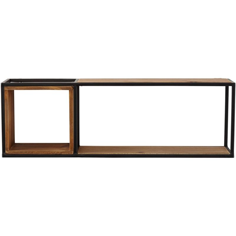 38" Soloman Wooden Shelf with Metal Brackets Brown - Kate & Laurel All Things Decor