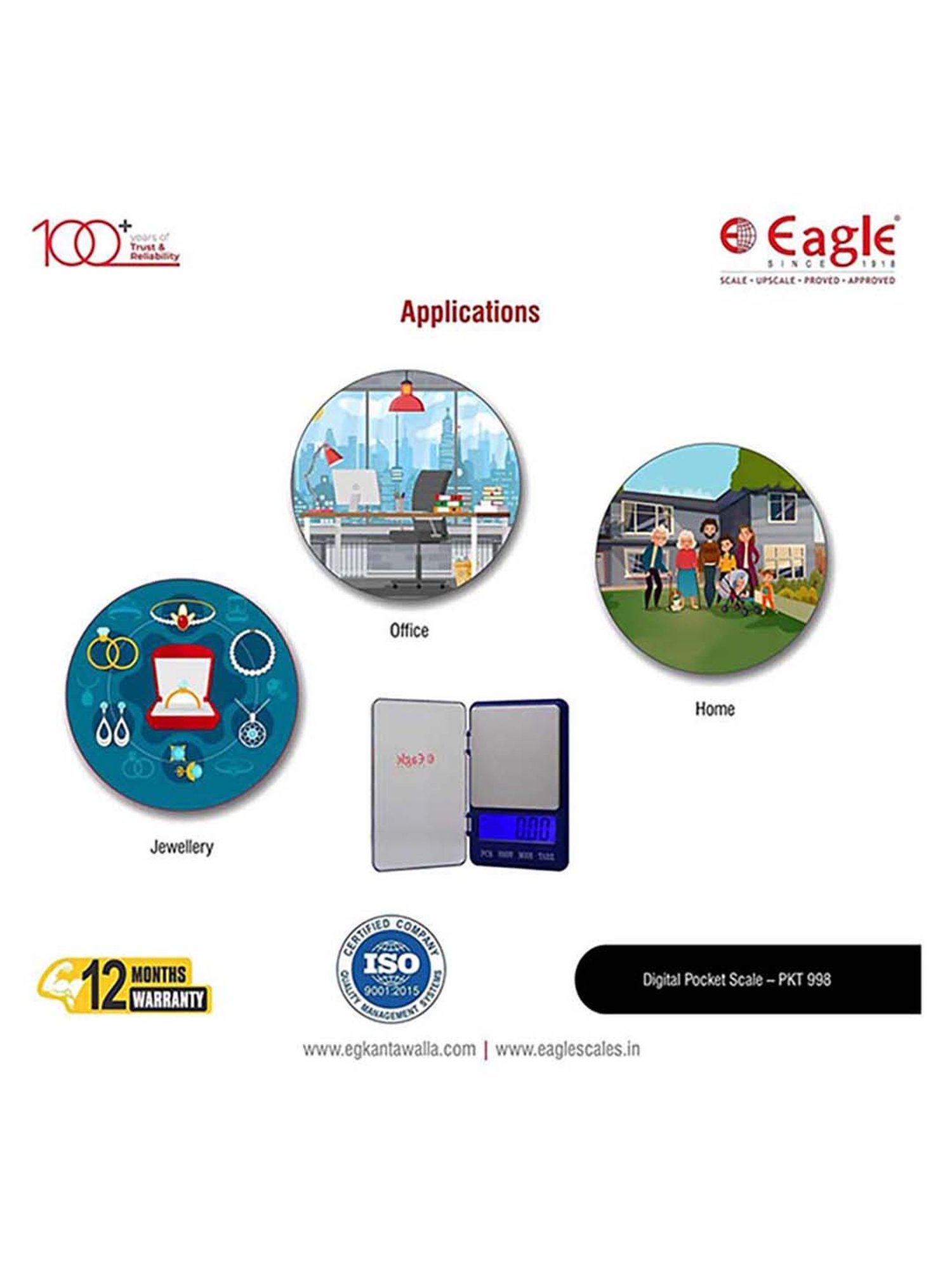 Eagle PKT-998 Digital Weighing Scale, 1kg Capacity, 0.01g Accuracy,Mini Weight Machine, Pocket Scale