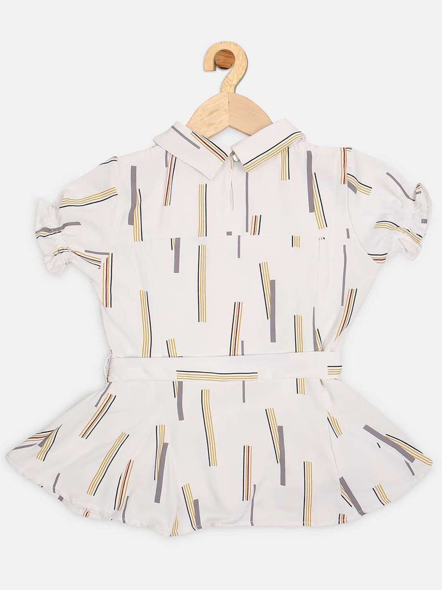 ZIAMA Kids White & Yellow Printed Top