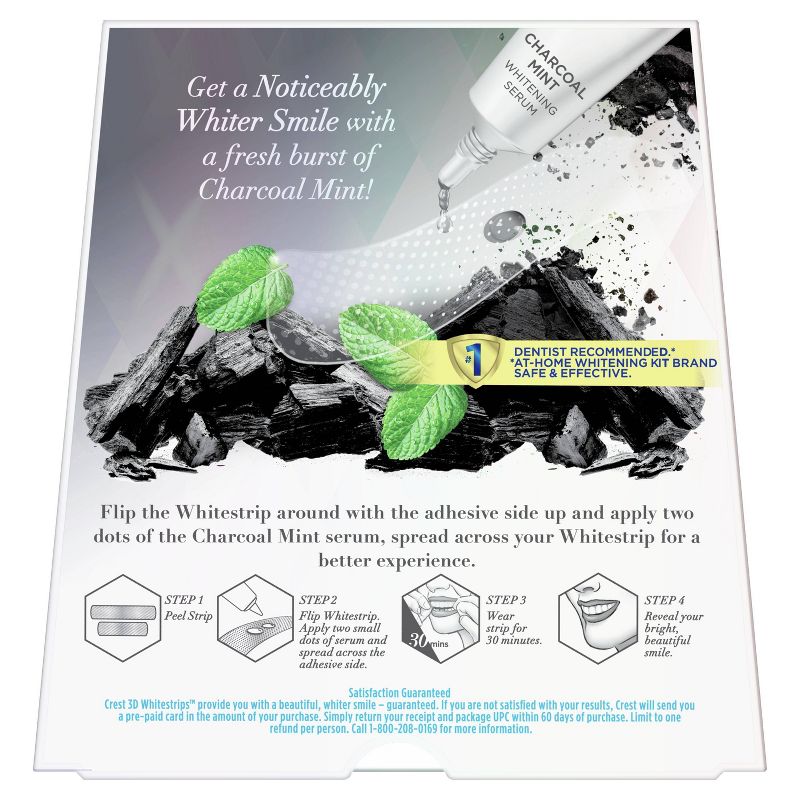Crest 3D Ingredients Charcoal Whitestrips -  28 Whitestrips + 1 Tube of Flavor Serum