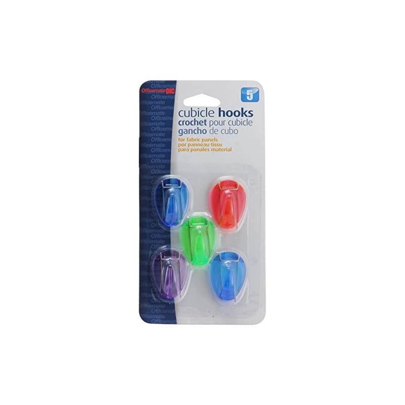 Cubicle Hooks, Assorted Translucent Colors, Pack of 5 (30181)