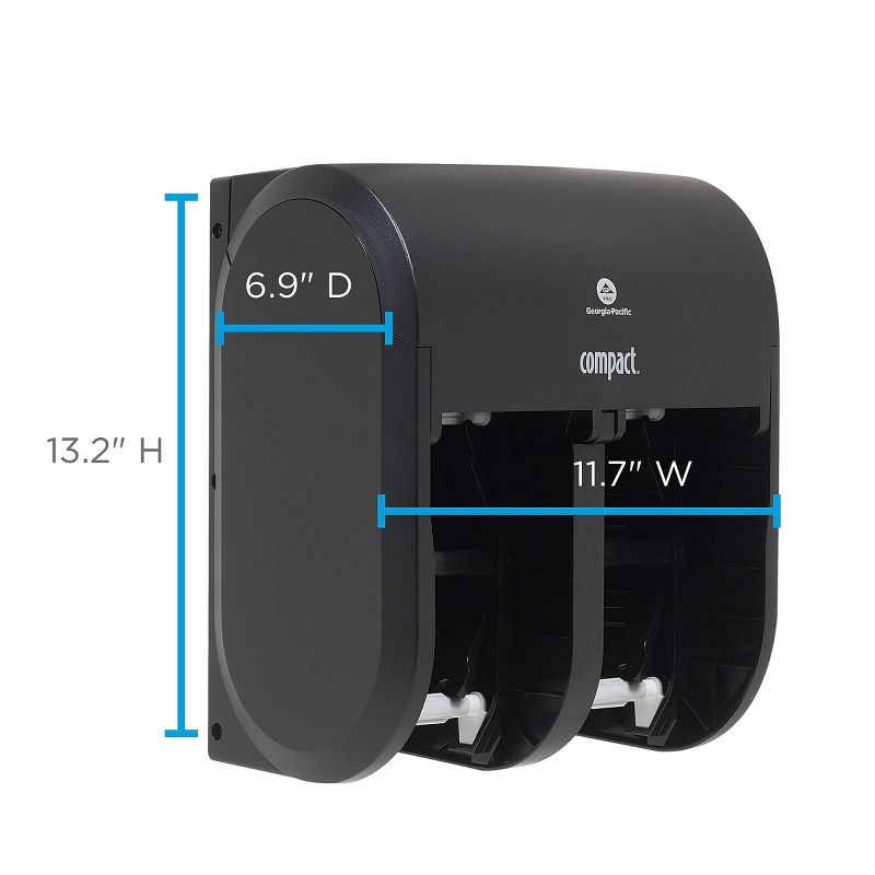 Georgia-Pacific Compact 4-Roll Quad Coreless Toilet Paper Dispenser by GP PRO Black 2726343