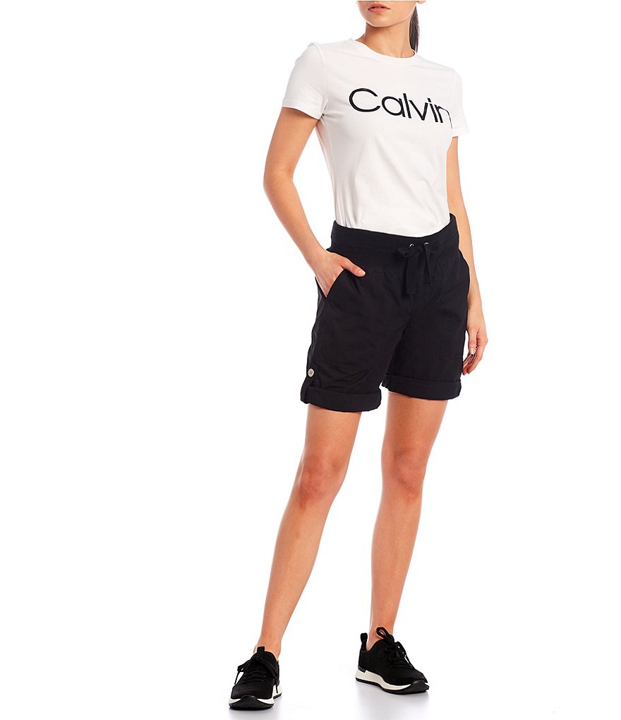 Marc New York Paperbag Waist Sueded Jersey Drawstring Shorts