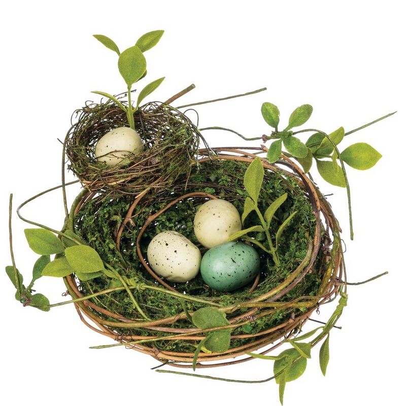 Sullivans Double Nest with Eggs Decorative Filler 4"H brown
