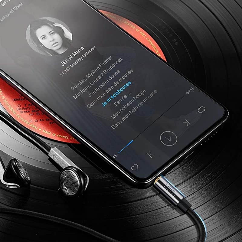 35mm Aux Extension 2Pack 6FT Right Angle Male to Female Audio Stereo CableJack HiFi Cable with SilverPlating Copper Compatible with Phones Echo Dot PS4 Headset Black