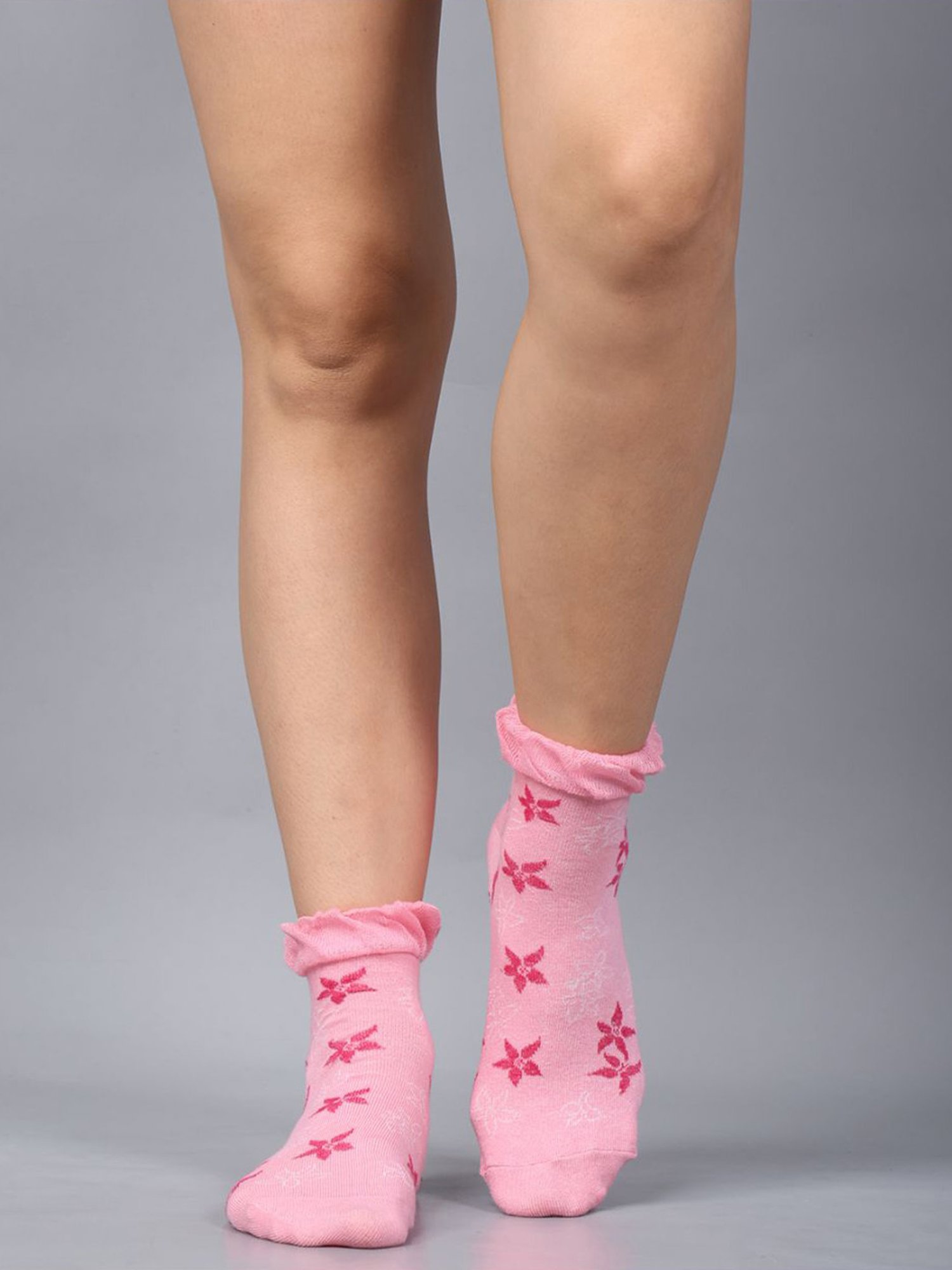 Dollar Pink Printed Casual Ankle Length Socks - Pack of 3