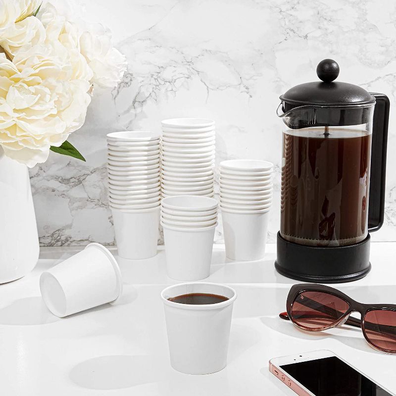 300-Count 4oz Paper Cup, Insulated Cups for Cold & Hot Drink, Small Disposable, Espresso, Mouthwash, White