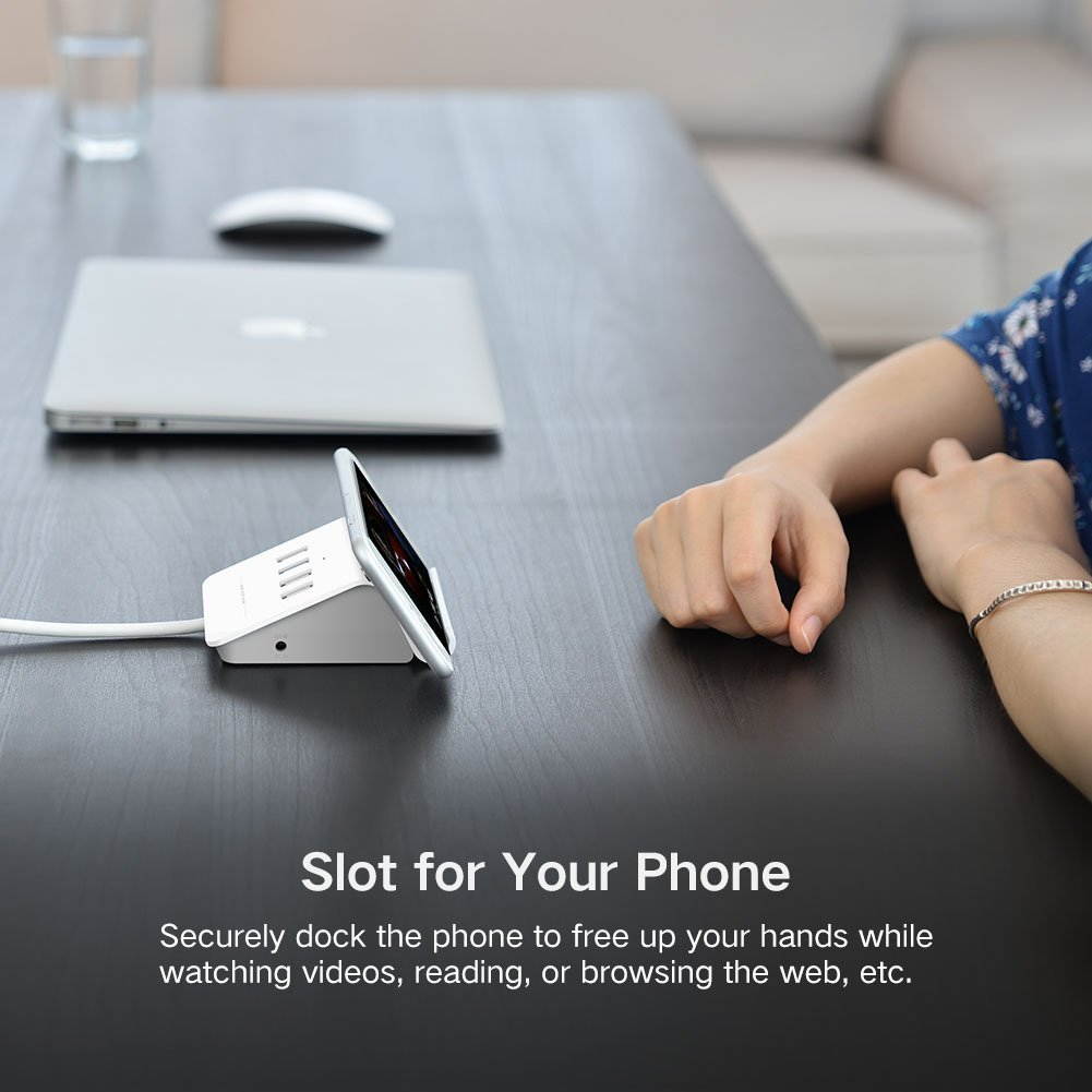 4 Port USB 3.0 OTG Data Hub Adapter with Micro USB 2.0 On-The-Go Function Built-in 3.3ft Cable and Phone Stand for Samsung Galaxy S7 S6 S6 Edge S5 S4 and More OTG Phones Tablets, PC or Mac