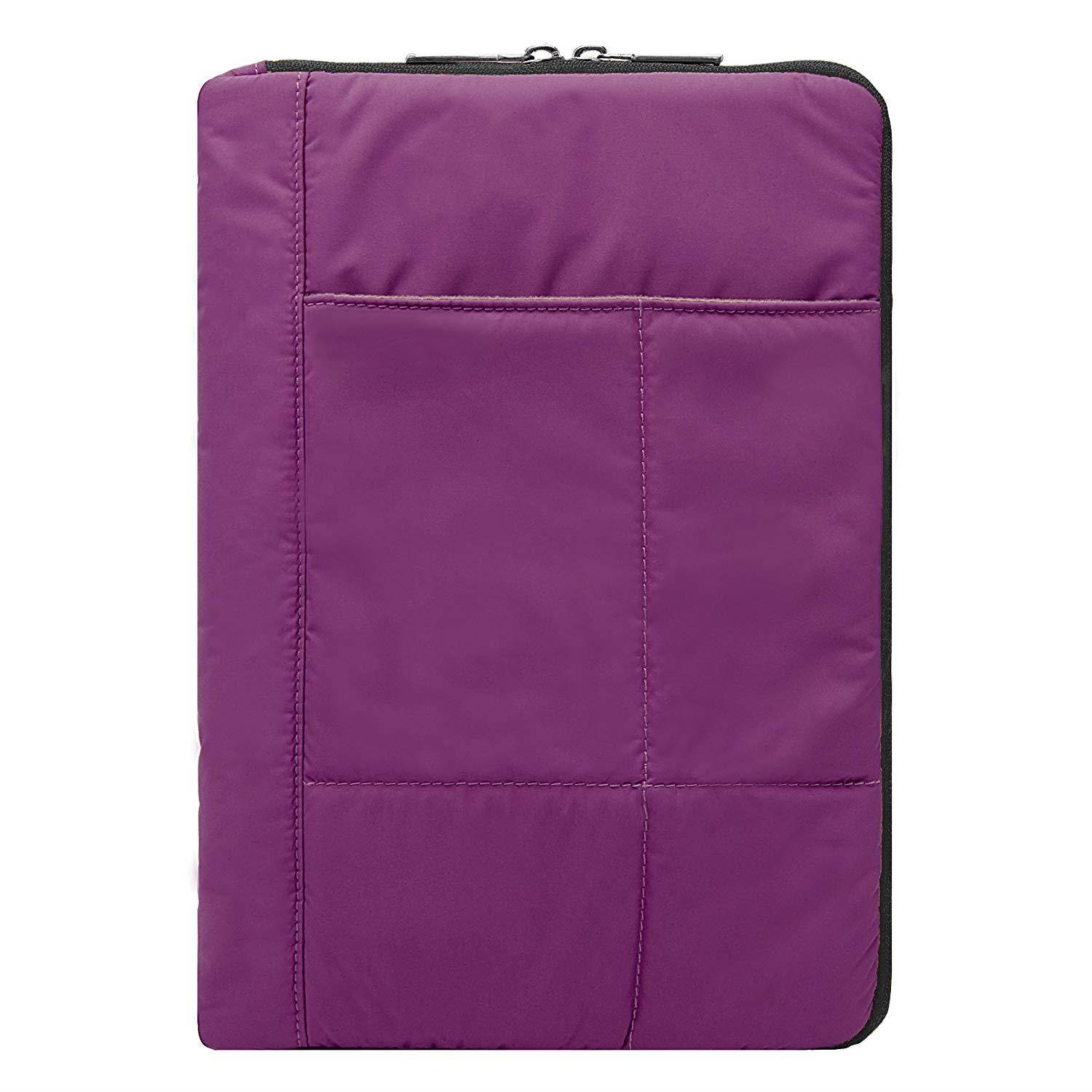 Pillow Zippered Sheen Quilted Sleeve [PURP] For Skytex Skytab 9.7/Skypad 10.1-inch/Sony DVP 9-inch/Simbans SX2W 10