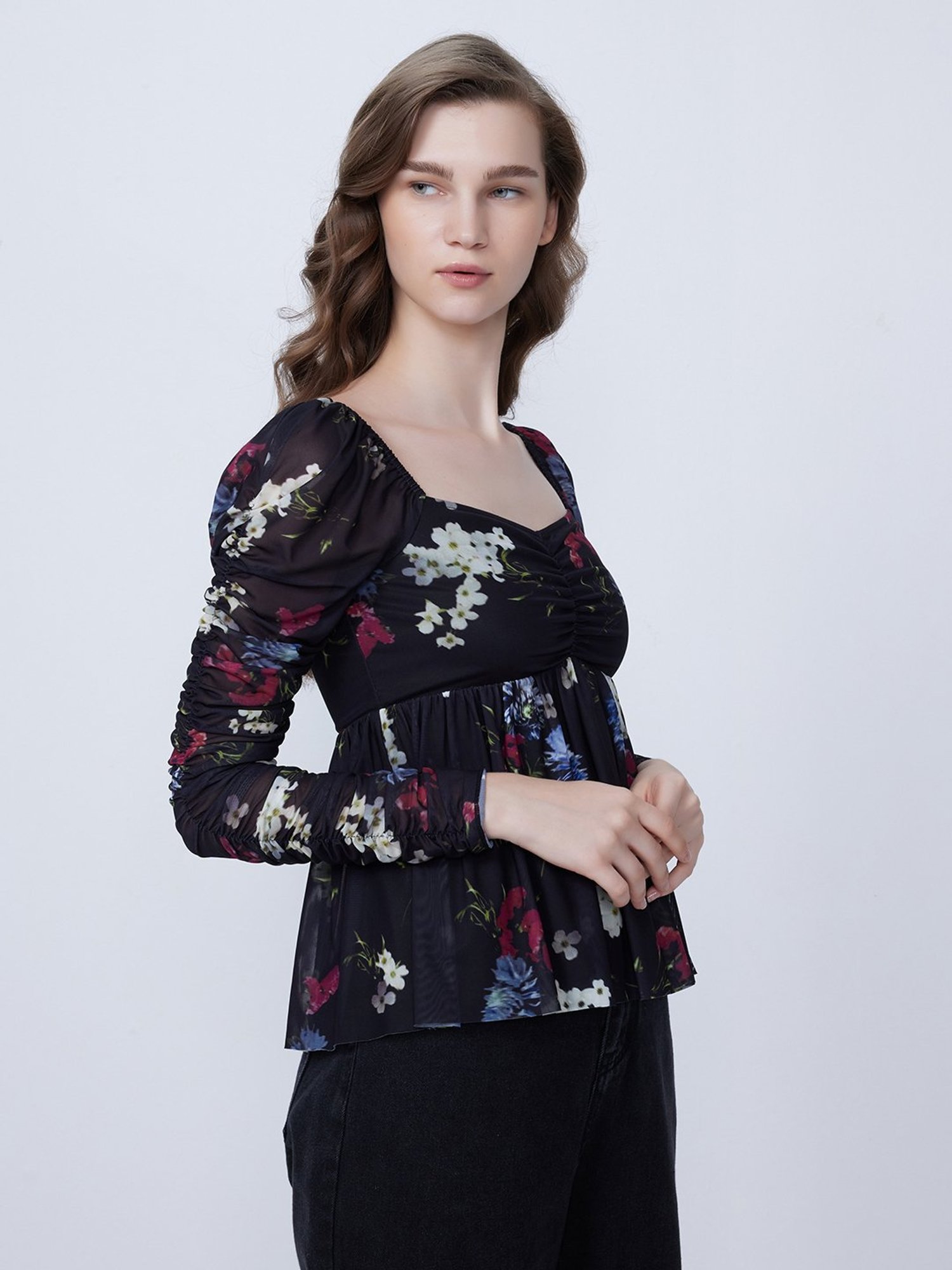Cover Story Black Floral Print Top