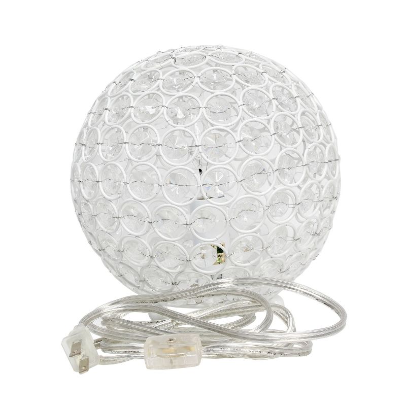 8" Elipse Crystal Ball Sequin Table Lamp White - Elegant Designs