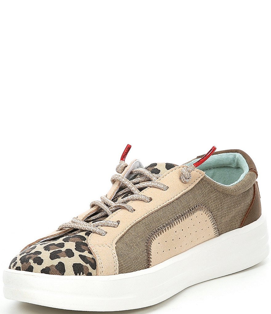 Hey Dude Women's Karina Leopard Print Washable Lace-Up Sneakers