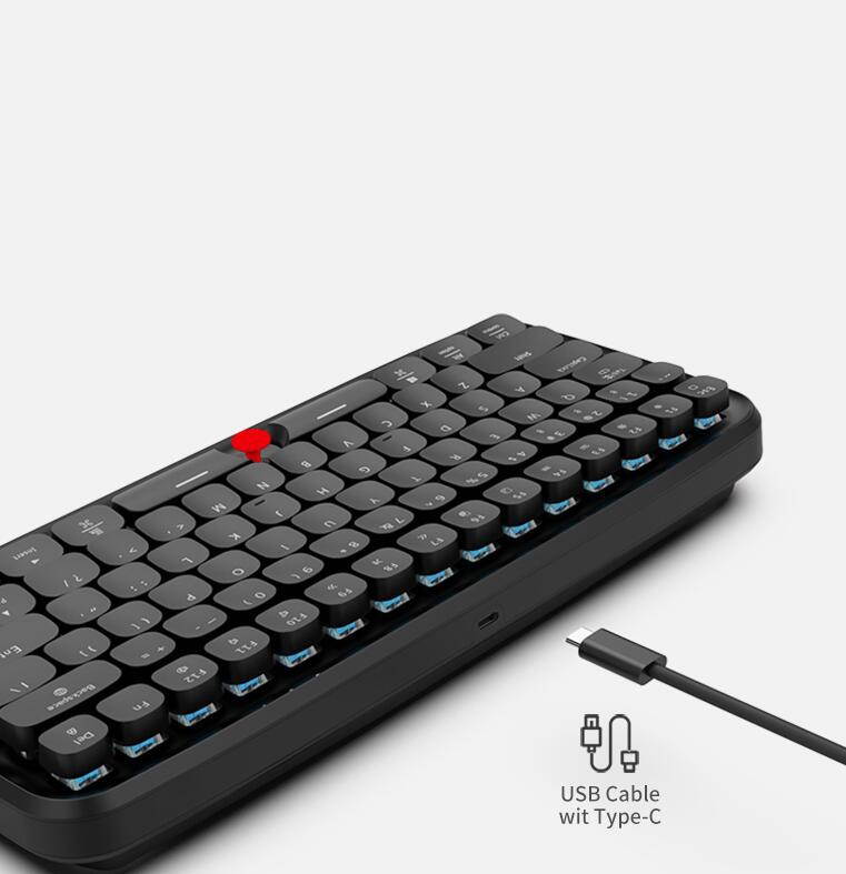 Ajazz-Zero  Ergonomic Design,Cool Exterior Bluetooth Wireless and Type-c- USB Wired Dual Mode Connectivity, 79keys  Mechanical RGB Backlit Keyboard For Office And Game - Pink(Box Black Switch)