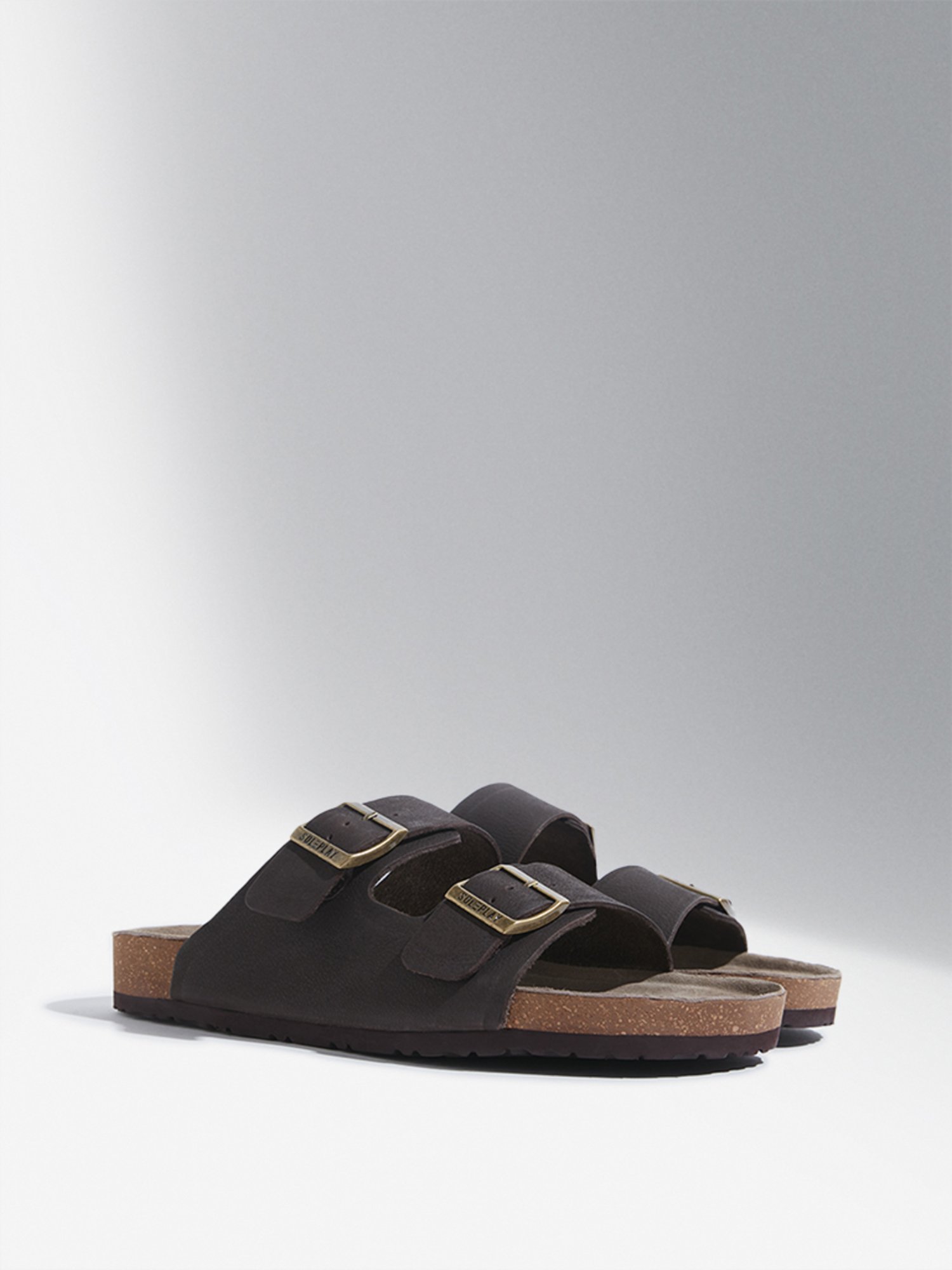 SOLEPLAY by Westside Dark Brown Dual-Strap Slip-On Sandals