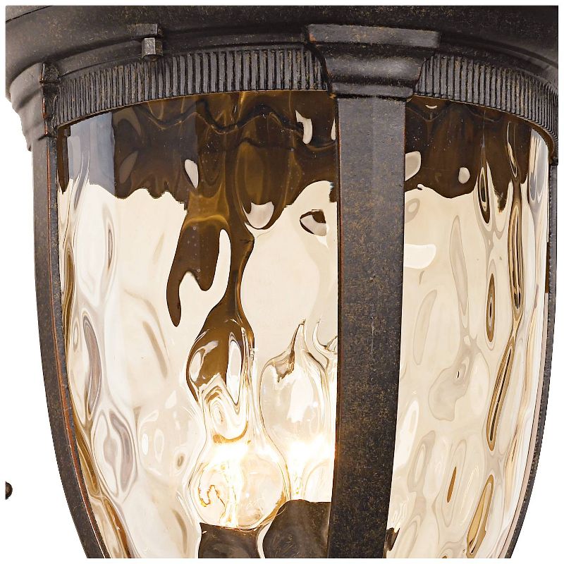 John Timberland Outdoor Wall Light Fixture Bronze 21" Hammered Glass Sconce for House Deck Patio