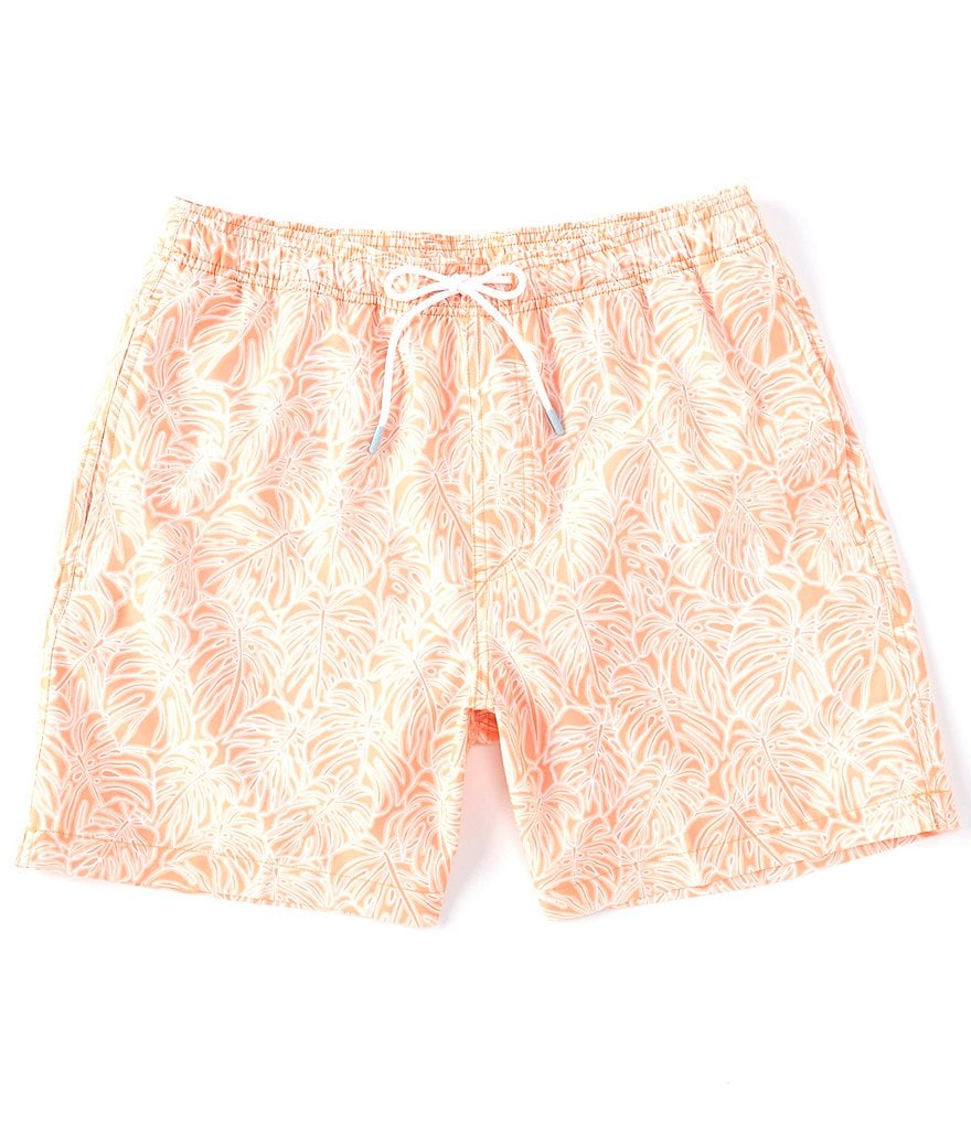 Southern Tide Tonal Palm 6#double; Inseam Packable Swim Trunks