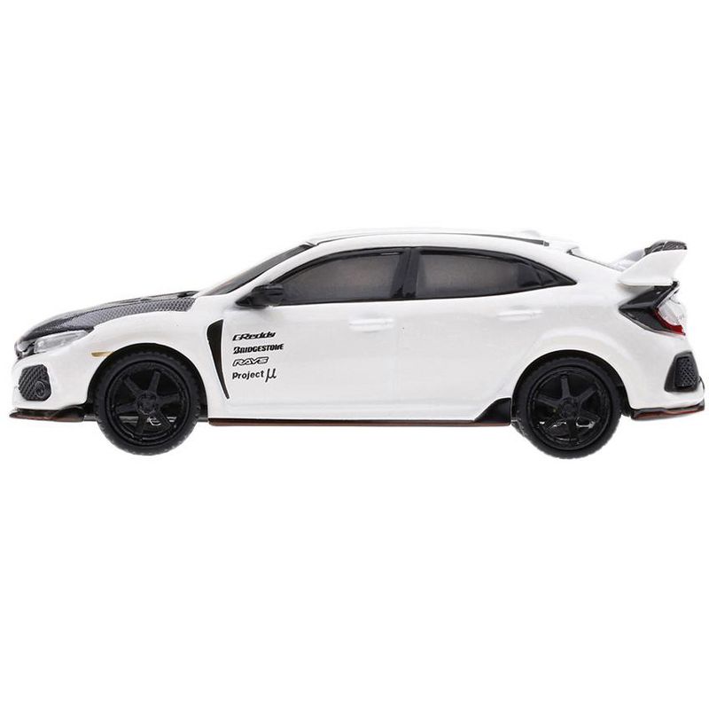 Honda Civic Type R (FK8) White w/Carbon Hood & TE37 Wheels Ltd Ed 2,400 pcs 1/64 Diecast Car by True Scale Miniatures